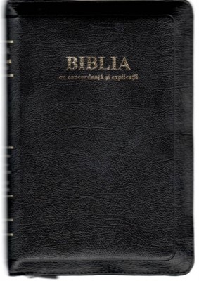 Biblia - format mare, de lux, cu explicaţii si concordanţă, fermoar, index, margini aurii (Piele)