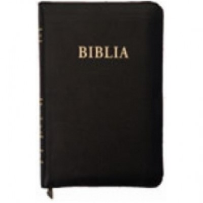 Biblia  format mare, coperta de piele, fermoar, aurită