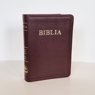 Biblia - mică, copertă piele, aurită, index, bordeaux