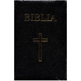 Biblia - medie, neagră, copertă piele, aurită, index, fermoar