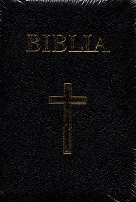 Biblia medie, copertă piele, neagră, margini aurii