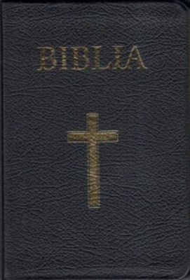 Biblia - mare, coperta piele, aurită, index, fermoar, neagra