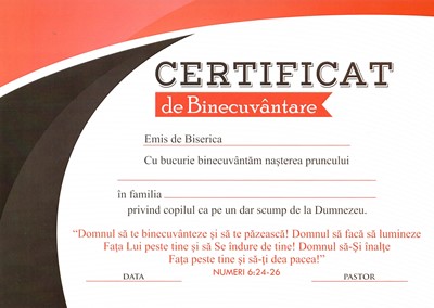 Certificat de binecuvântare roșu