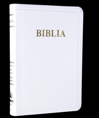 Biblia format mediu, piele ecologică albă, aurită, fără index