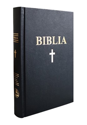 Biblie format mare, vinilin, negru, cuvintele Domnului cu rosu