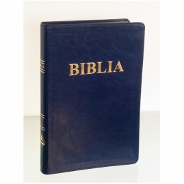 Biblie mare, margini aurii, fara index, coperta bleumarin