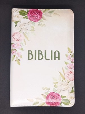 Biblie medie, cu fermoar, idex, model cu flori