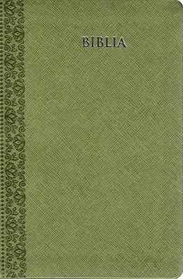 Biblia, format mediu, argintie, index, verde, embosata