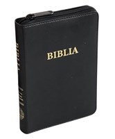 Biblia format mic, de lux, cu fermoar, cuv. Dl Isus in roşu, diferite culori (Piele)