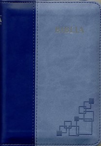 Biblia format mic, cu index, fermoar, margini argintii cuv. Dl Isus in rosu, albastru