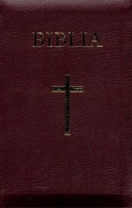 Biblia - mare, coperta piele, aurită, index, fermoar, bordeaux