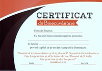 Certificat de binecuvântare copil B