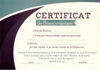 Certificat de binecuvântare copil A