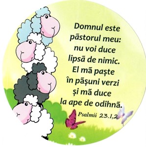 Sticker rotund cu mesaje creștine / versete și imagini diferite