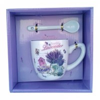 Cană ceramică cu linguriță Beautiful lavender