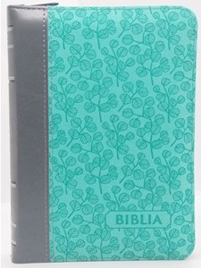 Biblie  mica, verde, margini argintii, index, fermoar