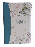 Biblie MARE, cu fermoar, index, model floral si fermoar, TURCUAZ
