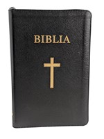 Biblie MARE, cu fermoar, index, cuvinte in rosu, PIELE, NEGRU