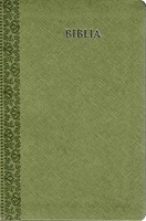 Biblia, format mediu, argintie, index, verde, embosata