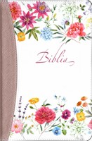 Biblia, format mediu, aurita, index, fermoar, coperta floral, auriu
