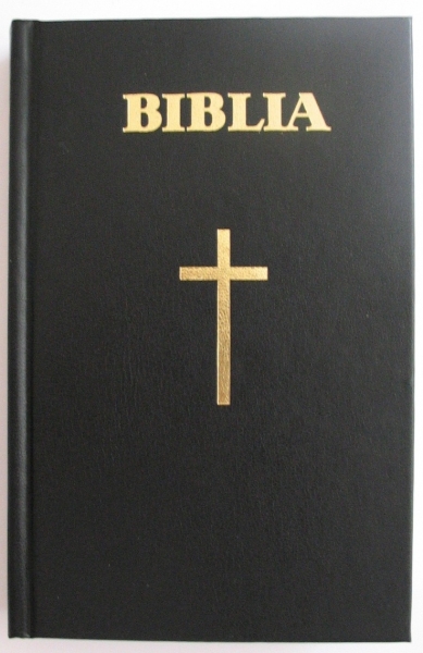 Biblia - format mare, coperta carton (negru), cuvintele Domnului Isus cu rosu