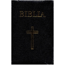Biblia - medie, neagră, copertă piele, aurită, index, fermoar