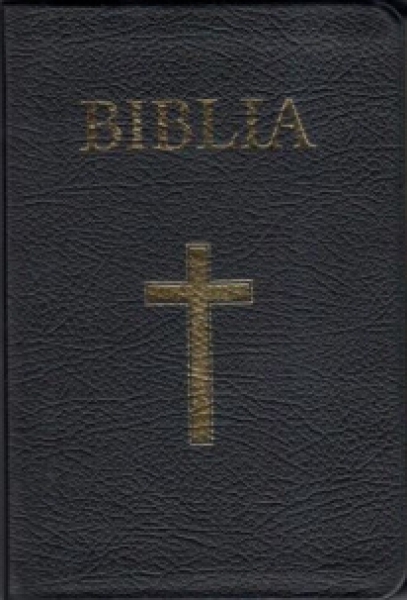 Biblia foarte mare, coperta piele, aurita, index, neagra