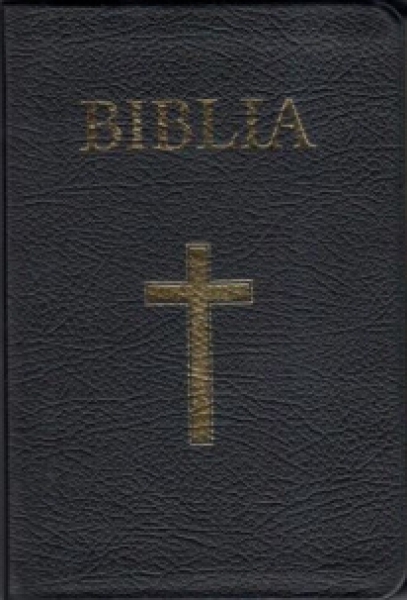 Biblia - mare, coperta piele, aurită, index, fermoar, neagra