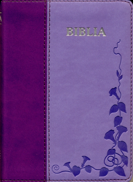Biblia  format mic, cu index, margini argintii, cuv. Dl Isus cu rosu, mov
