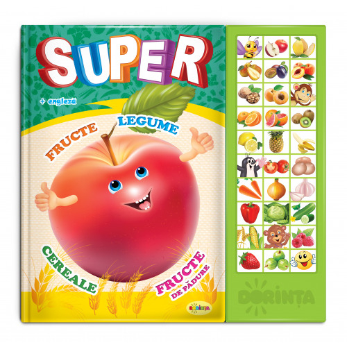 Carte cu sunete - Super Fructe, Legume (bilingvă)