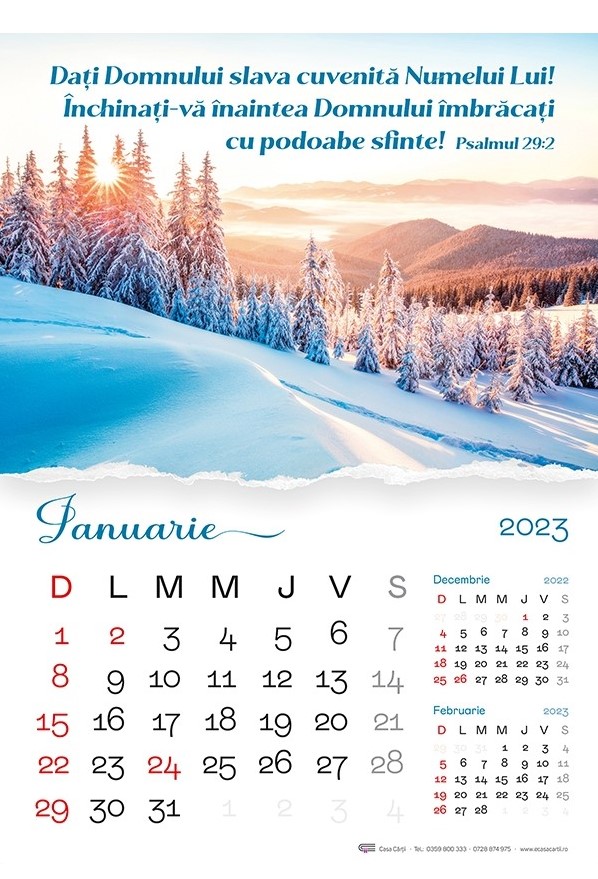 Calendar 2023 cu peisaje si versete, A3