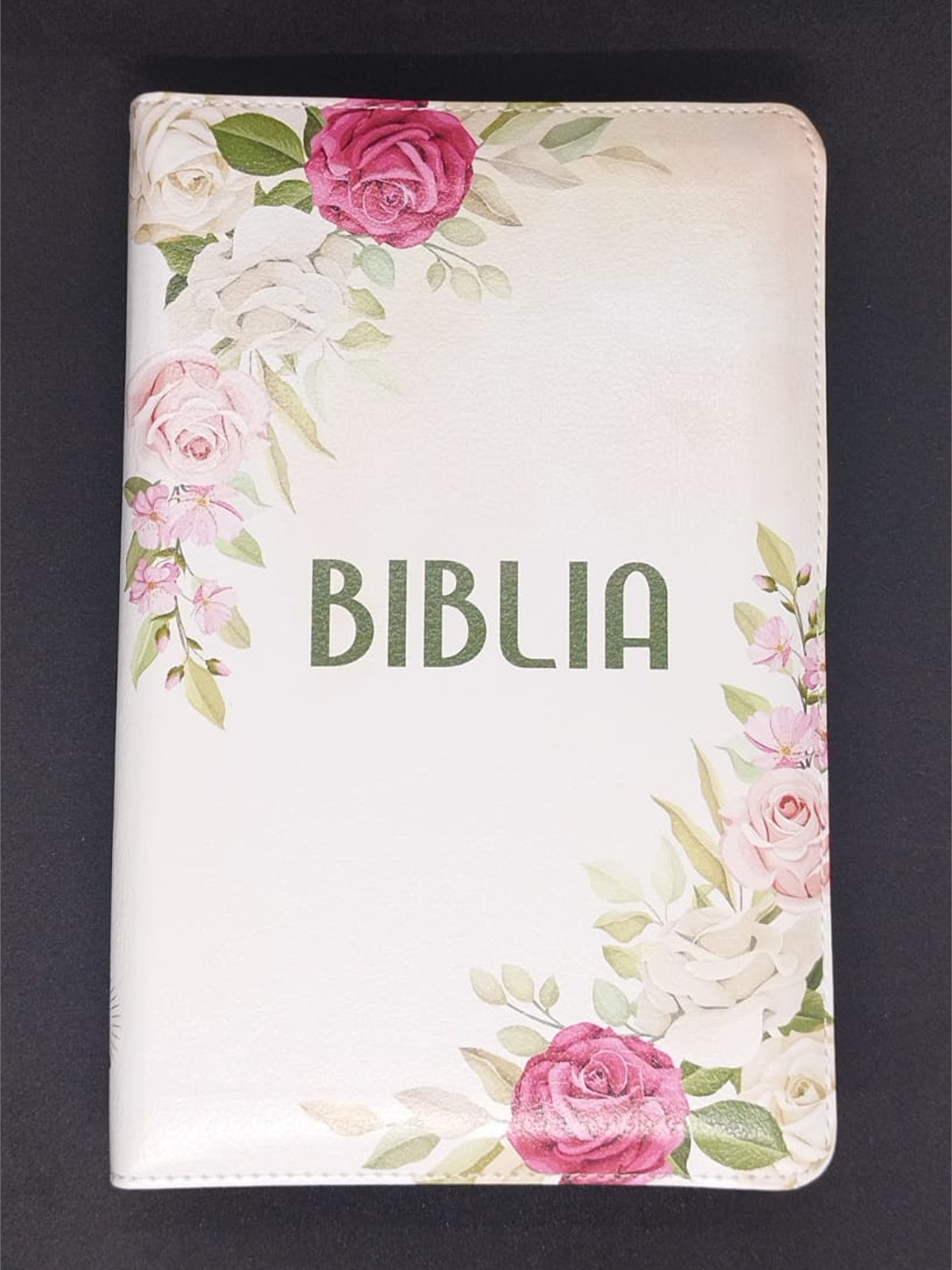 Biblie medie, cu fermoar, idex, model cu flori