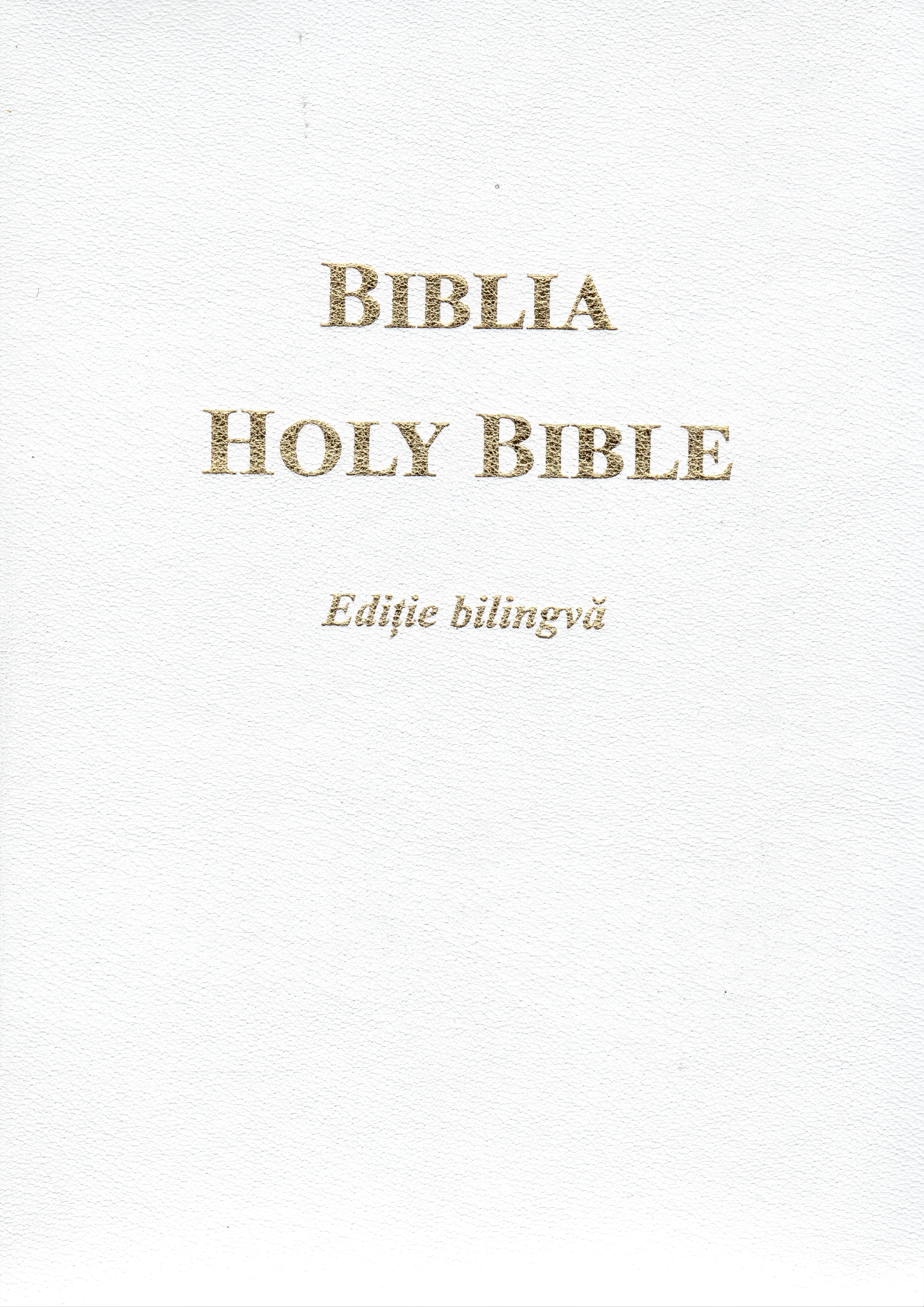 Biblie Bilingvă Română-Engleză - medie, albă, fermoar, index