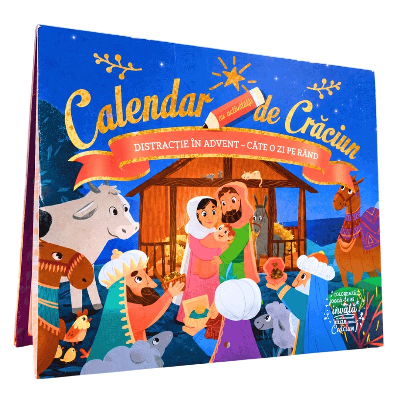 Calendar cu activități de Crăciun - colorează, joacă-te și învață (25 de zile de activități biblice până la Crăciun)