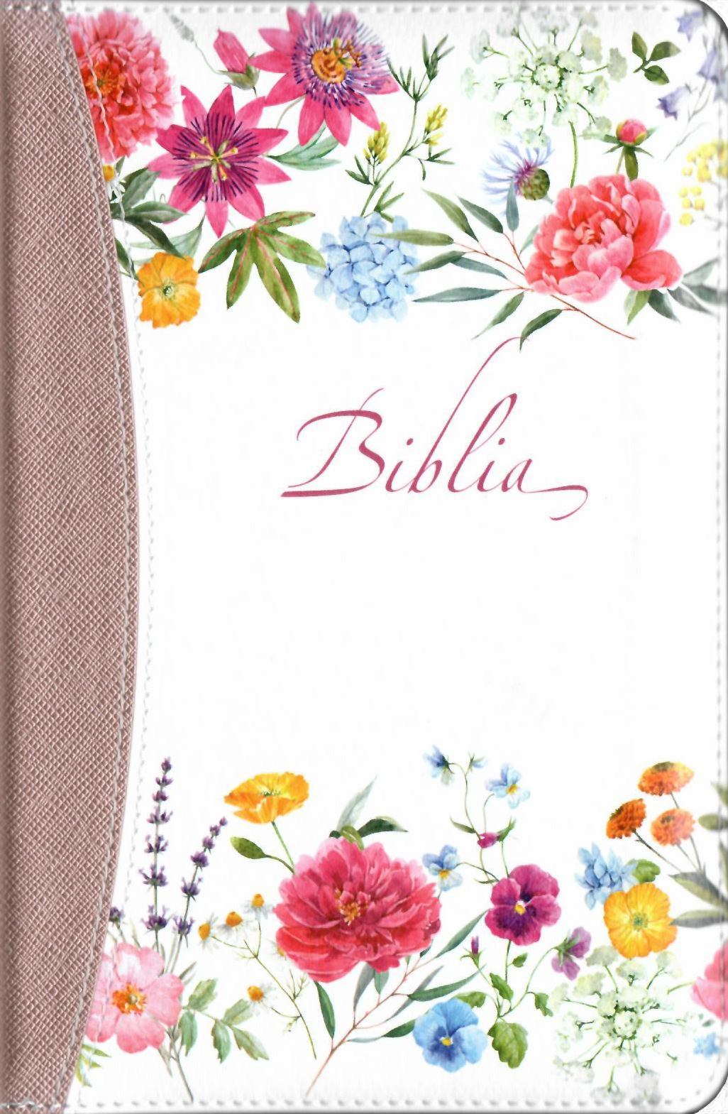 Biblia, format mediu, aurita, index, fermoar, coperta floral, auriu