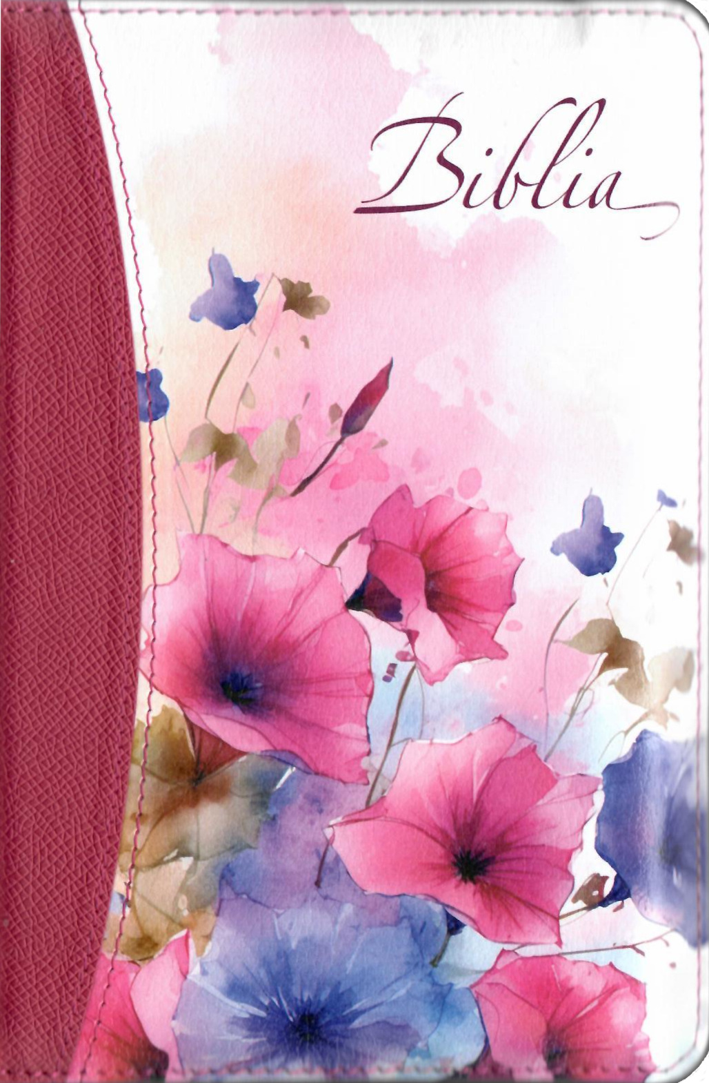 Biblia, format mediu, aurita, index, fermoar, coperta cyclamen floral